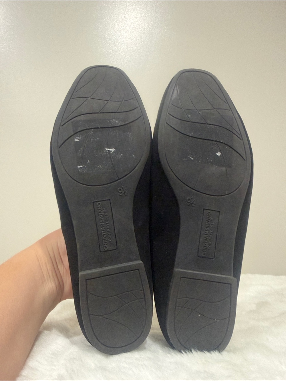 Christian Siriano Black Suede Loafers with Gold Accent - Picture 6 of 7
